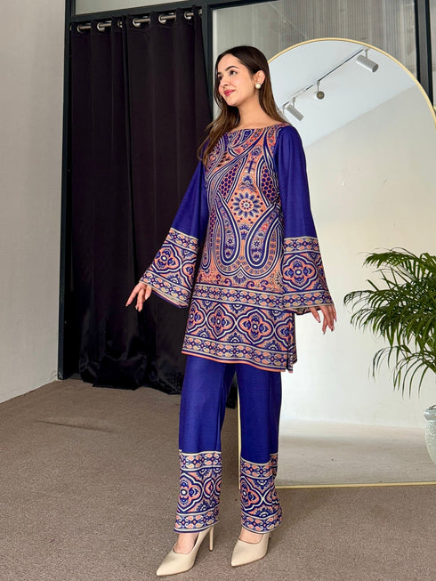 Royal Azure Woollen Kurta Set